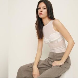 Reformation Rose Knot Top - White Mesh